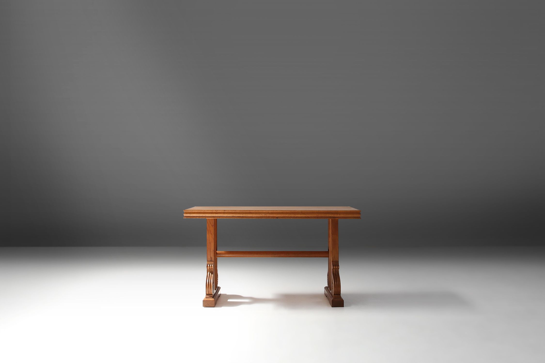 Art Deco Oak Coffee Table with Sculpted Details, Belgium 1940sthumbnail